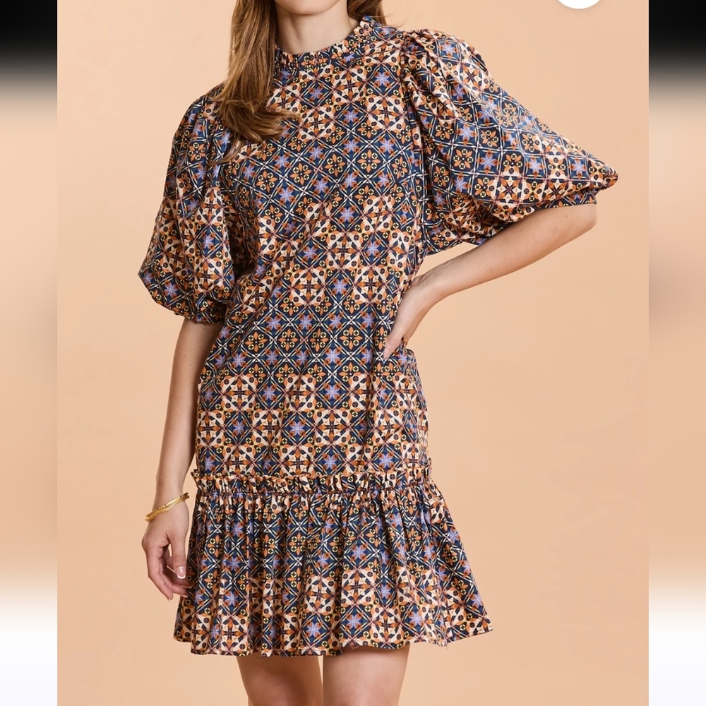 Tyler Böe Sammy Cotton Mosaic Skimmer Multicolor Dress NWT Size: XS
